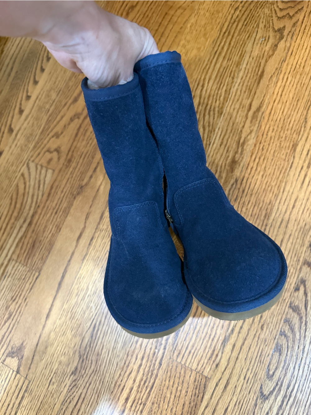 UGG Australia Kids Navy Suede Shearling Zip Boots kids Size 10